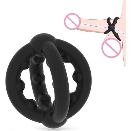 Male cross Silicone penis lock cock Ring Erection Delay Ejaculation Reusable Condom Enlargement ball stretcher Sex Toy for Men