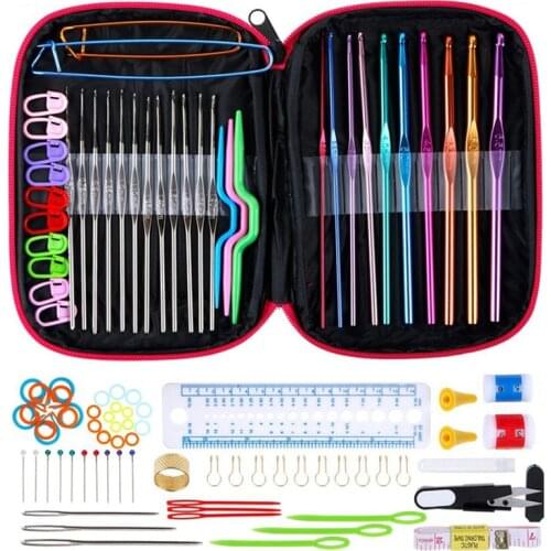 100pcs Crochet Hooks Set Kit Yarn Knitting Needles Sewing Tools With Bag DIY Craft Supplies Weaving Tools Accessories