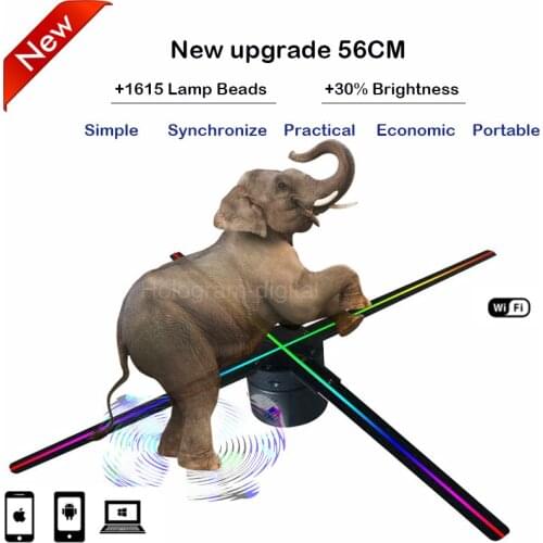 Cheap 56CM 2020 latest Wifi 3D Holographic Projector Hologram Player LED Display Fan Advertising Light APP Control