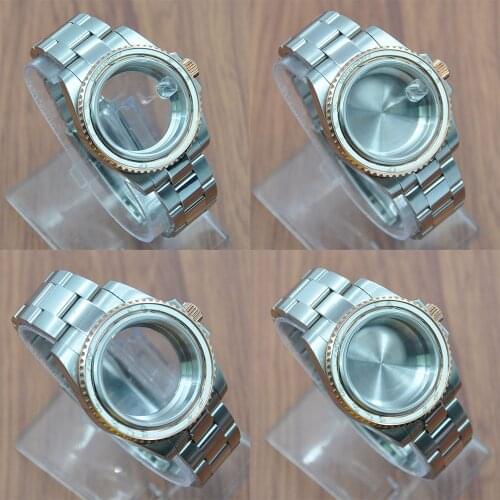 NH35 Case 40mm Sapphire Crystal Silver Watch Cases fit ETA2836 Miyota 82 Series NH35 NH36 Automatic movement