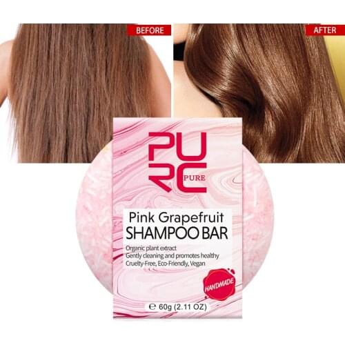 PURC New Formula Pink Grapefruit Shampoo Soap Gentle Cleaning And Promotes Healthy Organic Coconut Oil Extract Hair Shampoo Bar