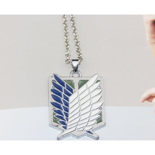 Hot Anime Eren Scout Legion Stationary Guard Necklace Attack On Titan Necklace Wings of Liberty Pendants Cosplay Jewelry Gift