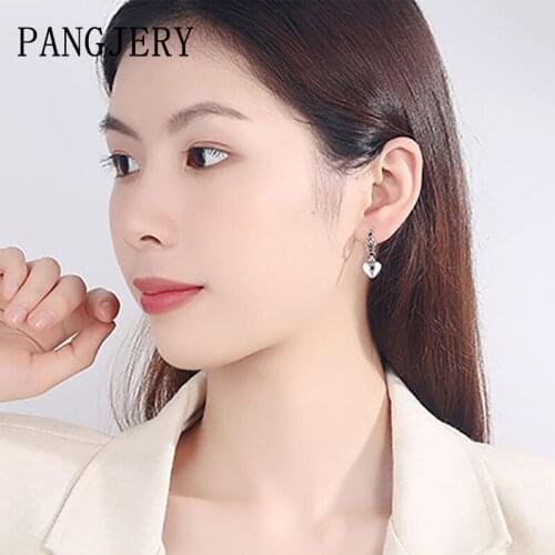 PANGJERY Prevent Allergy 925 Sterling Silver Bear LOVE Heart Earrings for Women Fashion Chic Asymmetric Birthday Jewelry Gifts