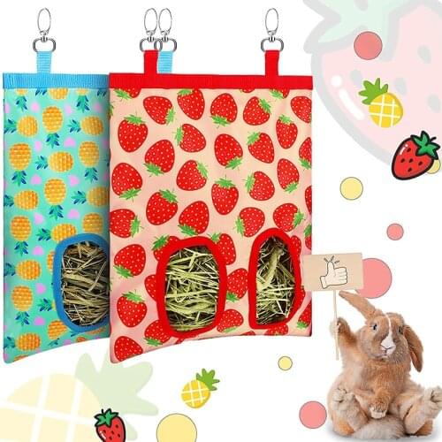Hay Bag Hanging Pouch Feeder Holder Feeding Dispenser Container for Rabbit Guinea Pig Small Animals Pet High Quality