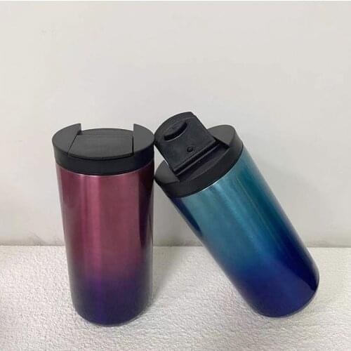 15oz Straight Water Glass Coffee Cups Colorful Stainless Steel Bottle With Flip Lids Eco-Friendly Insulated Thermos For Party