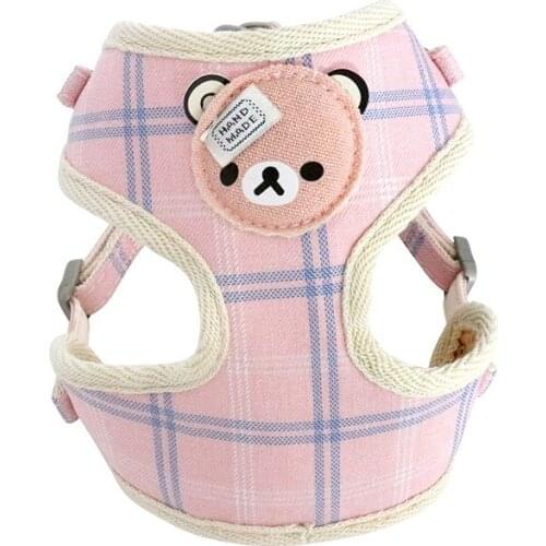 Cute Dog Harness Adjustable Pet Puppy Chihuahua Harness Vest Dog Leash Set Pink For Small Medium Dogs Cats Pet Products 10A