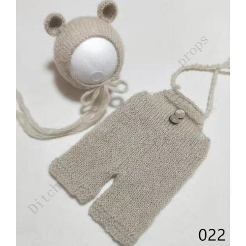 Handcraft Baby Hand Knit Mohair Bonnet & Pants ,Baby Photography Props. Photography Prop