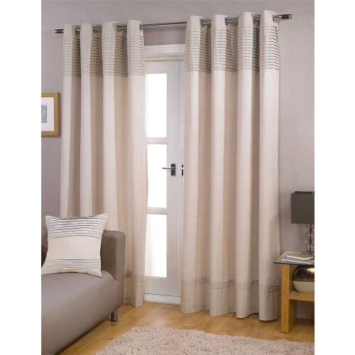 Gyrotex Top Spark Pleat Panel Middle Linen Cotton Solid color Bottom Banding with Back Lining Blackout Curtains