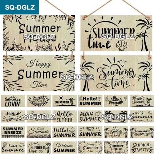 [SQ-DGLZ] Summer Time Sign Wooden Sign Sun Plate Summer Plaque Wood Bar Plaque Pub Wall Decoration Door Hanging Sign Home Decor