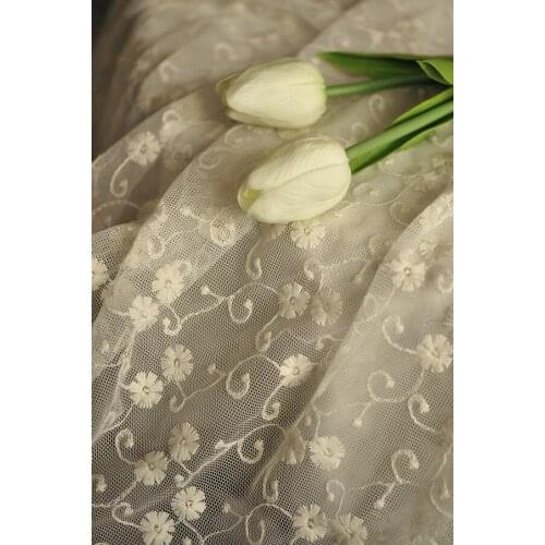 Embroidery Lace Fabric Costumes Embroidered Mesh Fabric Stage Decoration DIY Wedding Dress Fabric