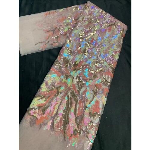 High quality French tulle lace fashionable African lace fabric exquisite colorful laminated embroidery Nigerian style lace dress