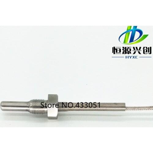 High temperature type PT100 temperature sensor, range - 40 ~ 650 degrees Celsius, thread sizes 1/4 ", probe length 25 mm