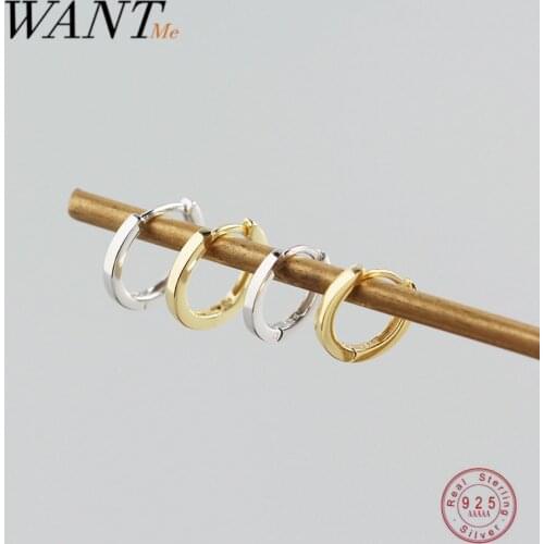 WANTME 925 Sterling Silver Minimalist Punk Rock Ear Buckle for Women Men Fashion Korean Ear Nose Ring 7.8/8.8mm Earrings Jewelry