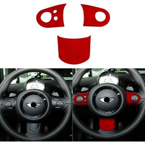 Suede Car Interior Steering Wheel Decoration Cover Trim Stickers for BMW MINI R50 R52 R53 R55 2001-2014 Car Accessories Styling