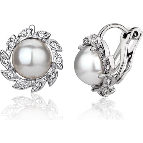 New Fashion Flower Shaped Design Silver Earings With Clips No Pierced Jewelry for Women Wedding Party Best Valentines Day Gift