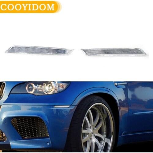 1Pair Car Left Right Front Bumper Side Marker Lights Clear Lens Reflector Replace Reflective Strips For BMW X6 E71 E72 2007-2014