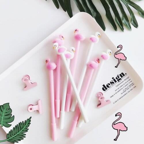 12/36 pcs/lot Gel pen Cute Flamingo black ink pens for writing Pink bird Signature pen office school supplies canetas Gift