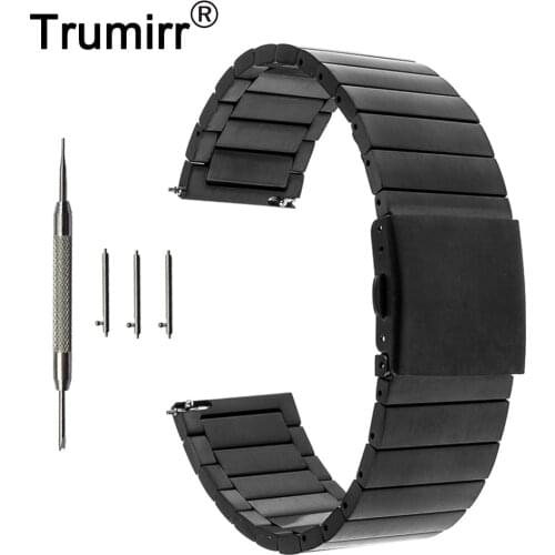 22mm Quick Release Watchband for LG G Watch Urbane Asus Zenwatch 1 2 Men Pebble Time Stainless Steel Band Strap Wrist Bracelet