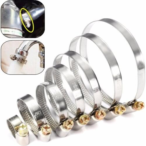 5Pcs 8-80mm Durable Anti-oxidation Pipe Clamps Stainless Steel Hose Clips Fuel Hose Pipe Clamps Worm Drive