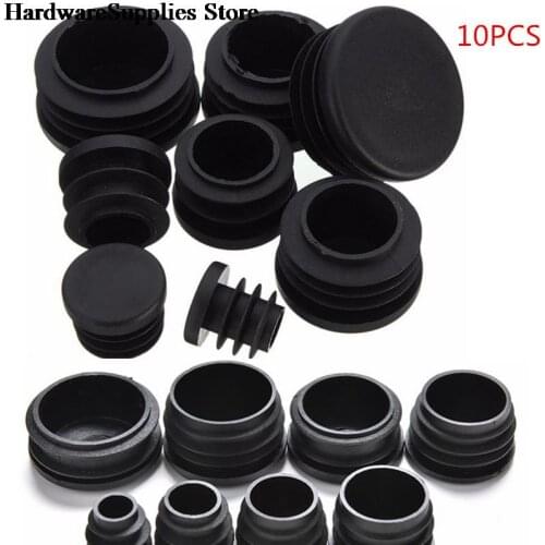 8 Sizes 10Pcs Black Round Plastic Cover Furniture Leg Plug Blanking End Caps Insert Plugs Round Pipe Tube Bung