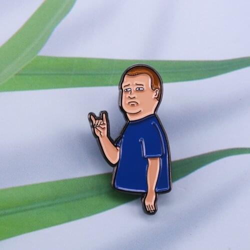 Bobby Hill horns brooch cute cartoon badge funny anime gift backpack accessory