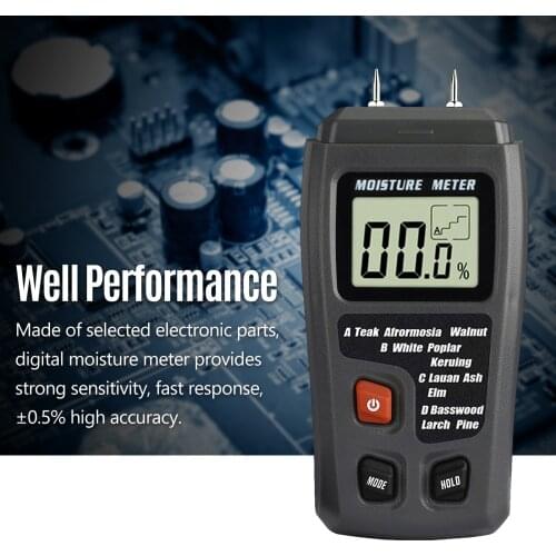 KKmoon Digital Pin-Type Moisture Meter Moisture Tester Detector with LCD for Measuring Wood Building Material Hardwood Floor