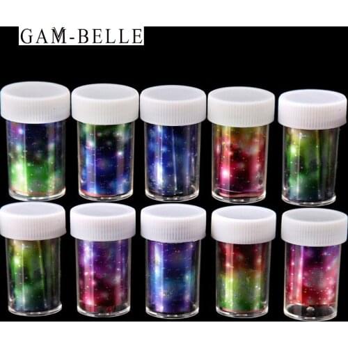 GAM-BELLE 1 Box Nail Foils Holographic Starry Nail Transfer Sticker DIY Nail Wraps Decals Decoration Manicure Salon Accessories