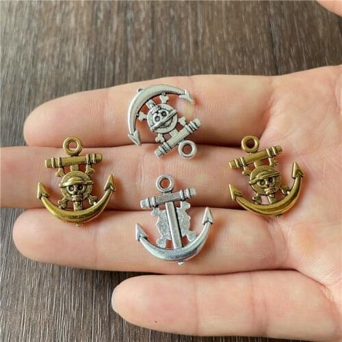 JUNKANG 20pcs 19mm*22mm Turkey popular pirate ship anchor logo pendant tag DIY handmade bracelet necklace accessories connection