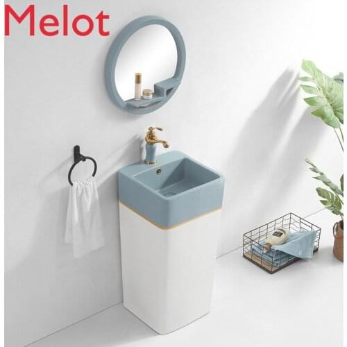 Ceramic column basin vertical floor color toilet balcony art wash basin integrated wash basin column