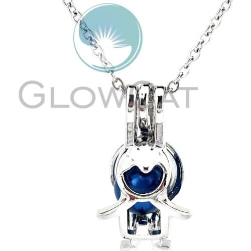 KK1241 Cartoon Baby Beads Cage Locket Pendant Perfume Diffuser Pearl Cage Necklace