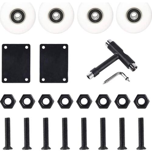 Skateboard Wheels And Bearings 52Mm, Spacers, All-In-1 Tool, Skateboard Riser Pads And Hardware Set