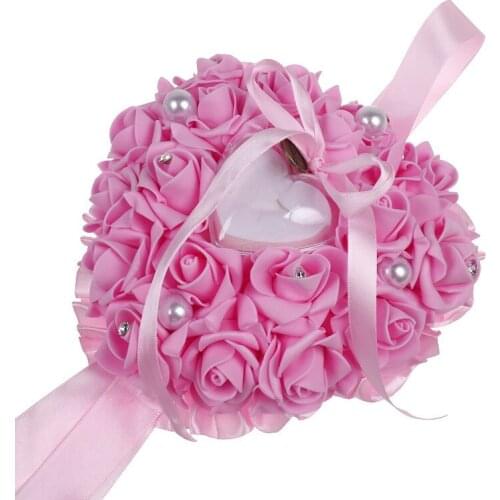 Bouquet Style Ring Box Hanging Ring Holder with Rhinestone & Bead Decor Jewelry Case for Wedding Proposal Engagement ALS88