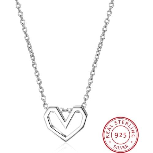 Hot Fashion Hollow Love Heart Necklace For Women Best Gift 925 Sterling Silver Necklace collares S-N281