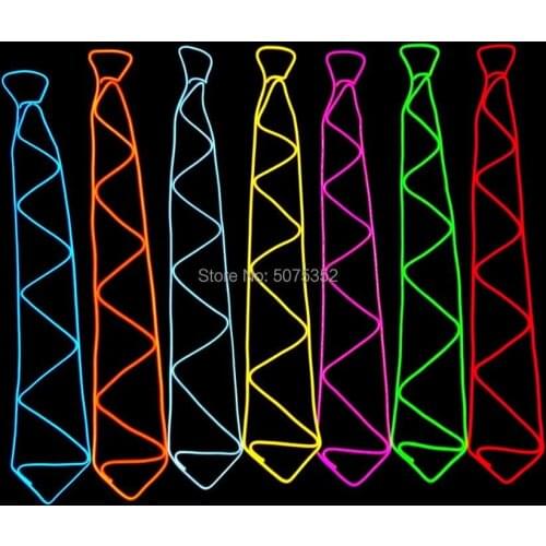 Men EL Flexible Wire Illuminated Ties Fashion Neon Luminous Necktie Glowing Party Decor Neck Tie Carnival Tie