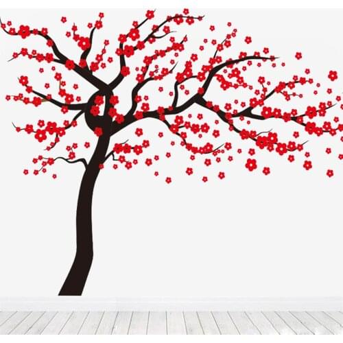 Peach Plum Cherry Blossom Flower Butterfly Art Decal Wall Home Sticker Room Decor Graphic Flowers Petals Tree Branches B936