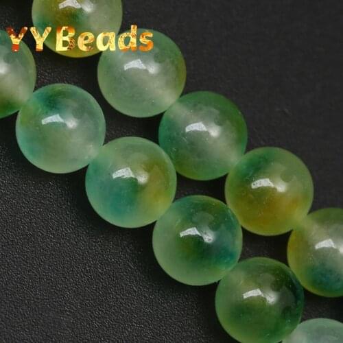 Natural Yellow Green Jaspers Chalcedony Beads Green Jades Stone Loose Charm Beads 6mm-12mm For Jewelry Making DIY Bracelets 15"