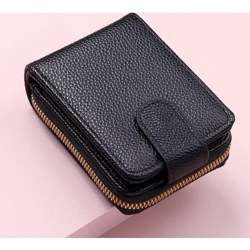 2021 New ID/Bank/Credit Card Holder Women Men Leather Buckle Short Wallet High Quality Coin Purse Card Case Anti-theft Swipe