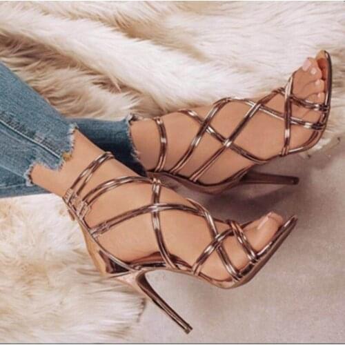 2021 New Stiletto Crystal Sandals Women Silver Sexy Womens Shoes High Heels Ladies Sandals Party Shoes