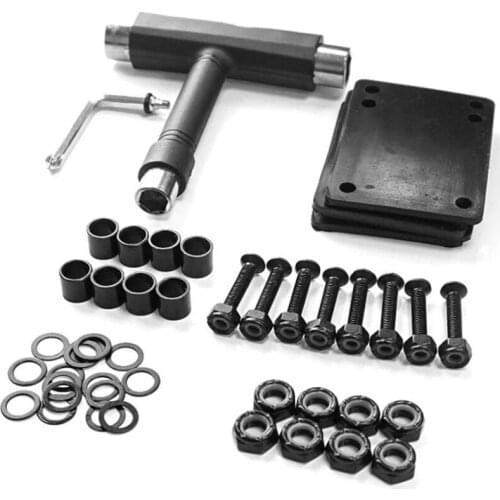 NEW-Skateboard Hardware,Skate T-Type Tools Skateboard Riser Shock Pads,Shockpads Hardware Screws,Axle Washers/Nuts/Spacers