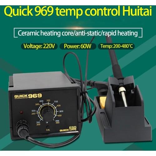 Quick 969 Temperature Control Soldering Station Electric Iron 60W Welding Station Repair Mobile Phone ESD Safe Welding Stand