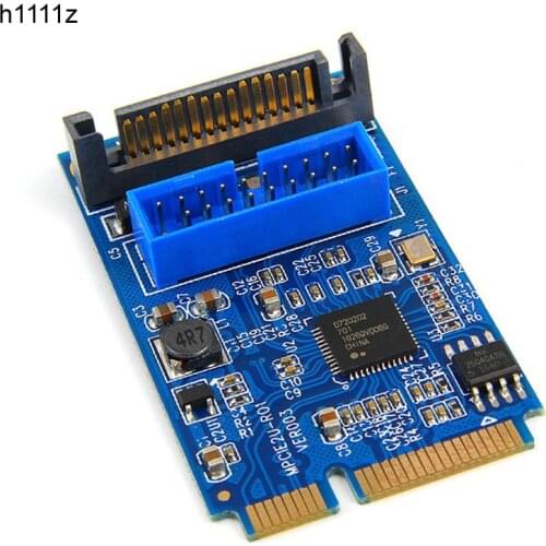 Mini PCIE to USB 3.0 19-pin Expansion Card Riser Adapter SATA Power Mini PCI Express to Dual Ports USB Front Panel Socket Raiser