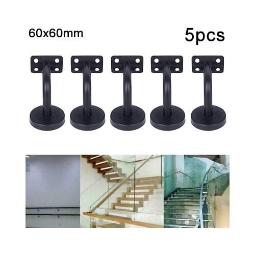 5pcs/Set 60*60mm Flat Wall Brackets Stainless Steel Curved Handrail Bracket For Flat Metal Wooden Top Railing Guardrail