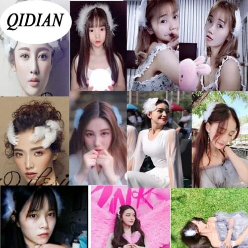 QIDIAN Fairy White Feather Headdress Bridal Feather Rhinestone Hairpin Small Bunting Peacock Ballet Feather Hair Accessories