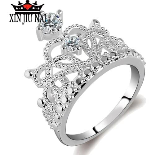 Luxury royal jewellery Fashion 925 Silver Color AAAAA Zircon Crown Rings Cocktail Wedding Band Party dance party Ring for Women