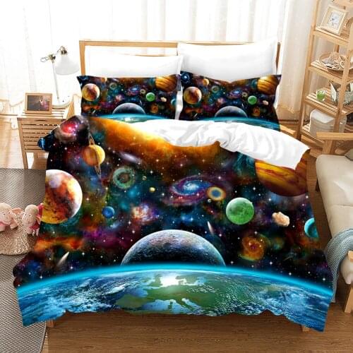 Star Planet Bedding Set Universe Fashion 3D Print Comforter Luxury Queen King Single Size Duvet Cover Set Home Textile Decor