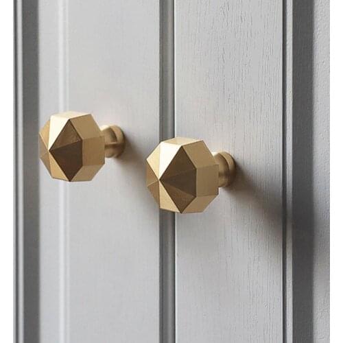 Modern Brass Knobs Cupboard Cabinet Wardrobe Furniture Drawer Door Pull Handle Knob Hardware Household Multiuse