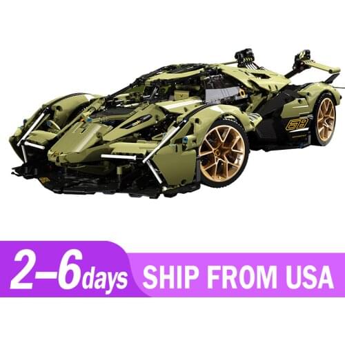 High Tech V12 Vision Concept Supercar Racing Car Vehicle RC APP Remote Control Model Building Block Brick Toys Kid Gift Set