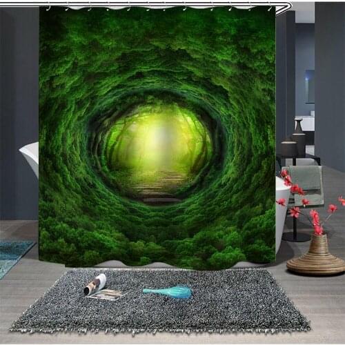 Custom Made Shower Curtain Bathroom Curtain Partition 1.5 x 1.8m 1.8 x 1.8m 1.8 x 2m Tree Hole Green