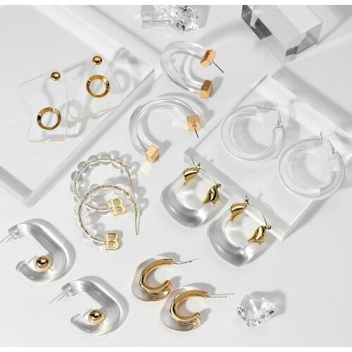 AENSOA 42 Style Transparent Acrylic Geometric Drop Earrings for Women Trendy Clear Resin Statement Pendant Earring Jewelry