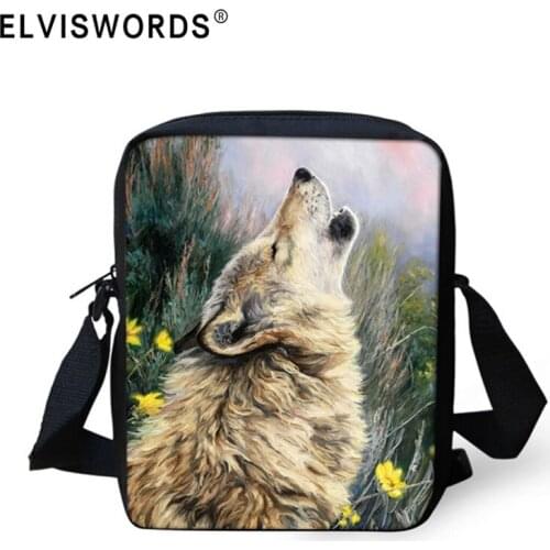 ELVISWORDS 3D Wolf Printing Women Messenger Bags Brand Design Preschool Boys Small School Bag Lady Casual Mini Crossbody Bags